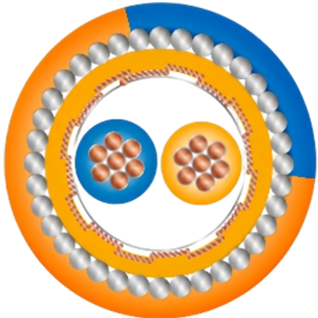 Armoured Foundation Fieldbus cable cross-section with screened pair