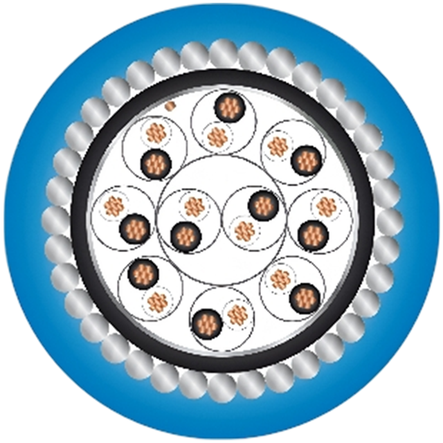 Armoured multipair instrumentation cable cross-section