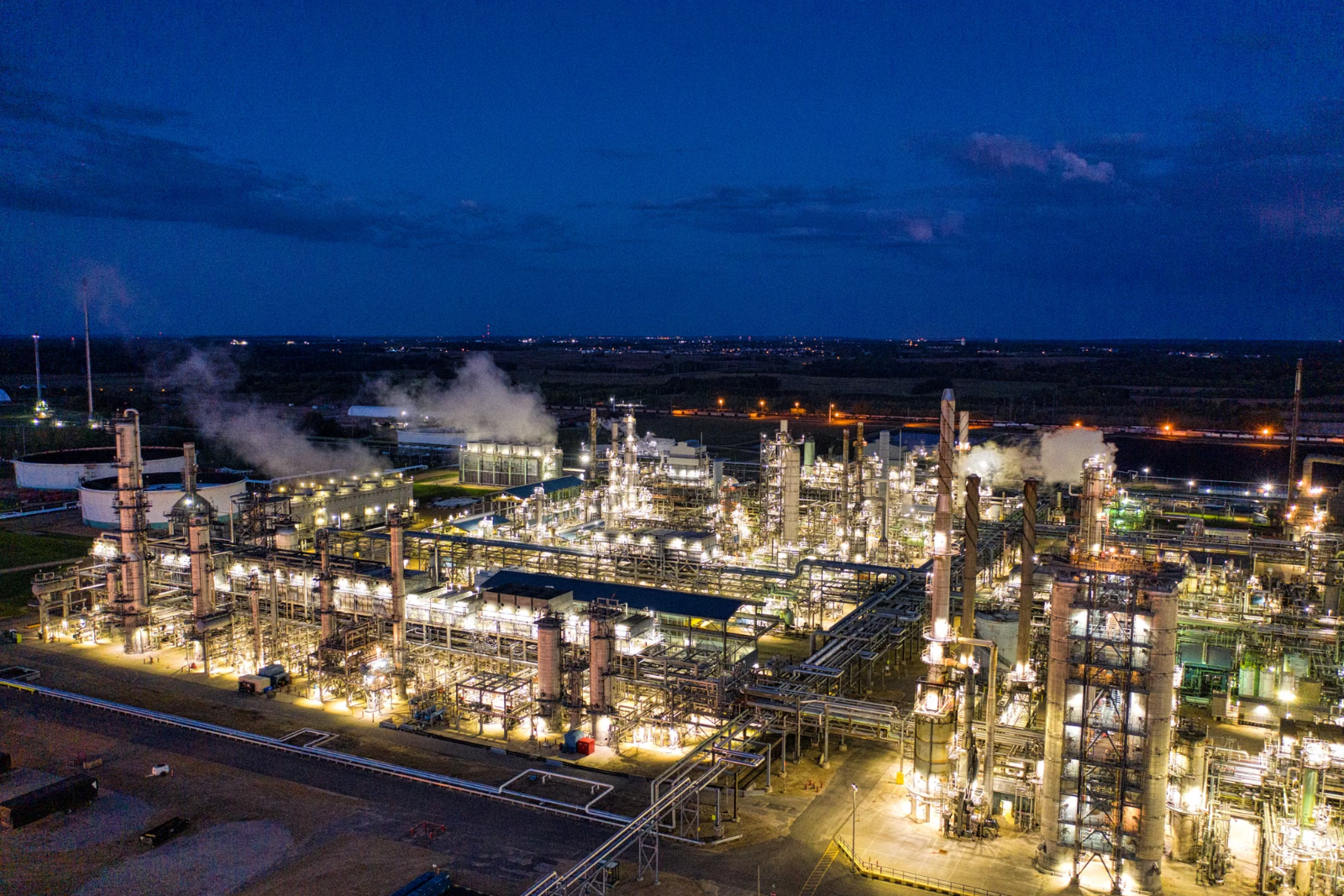 Offshore oil and gas platform in the North Sea powered by special cables