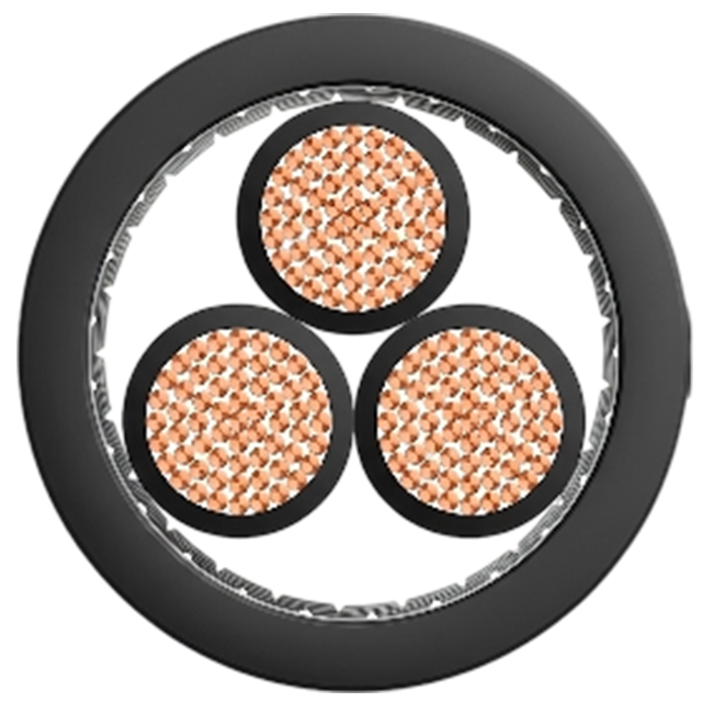 Three-core wind turbine power cable cross-section