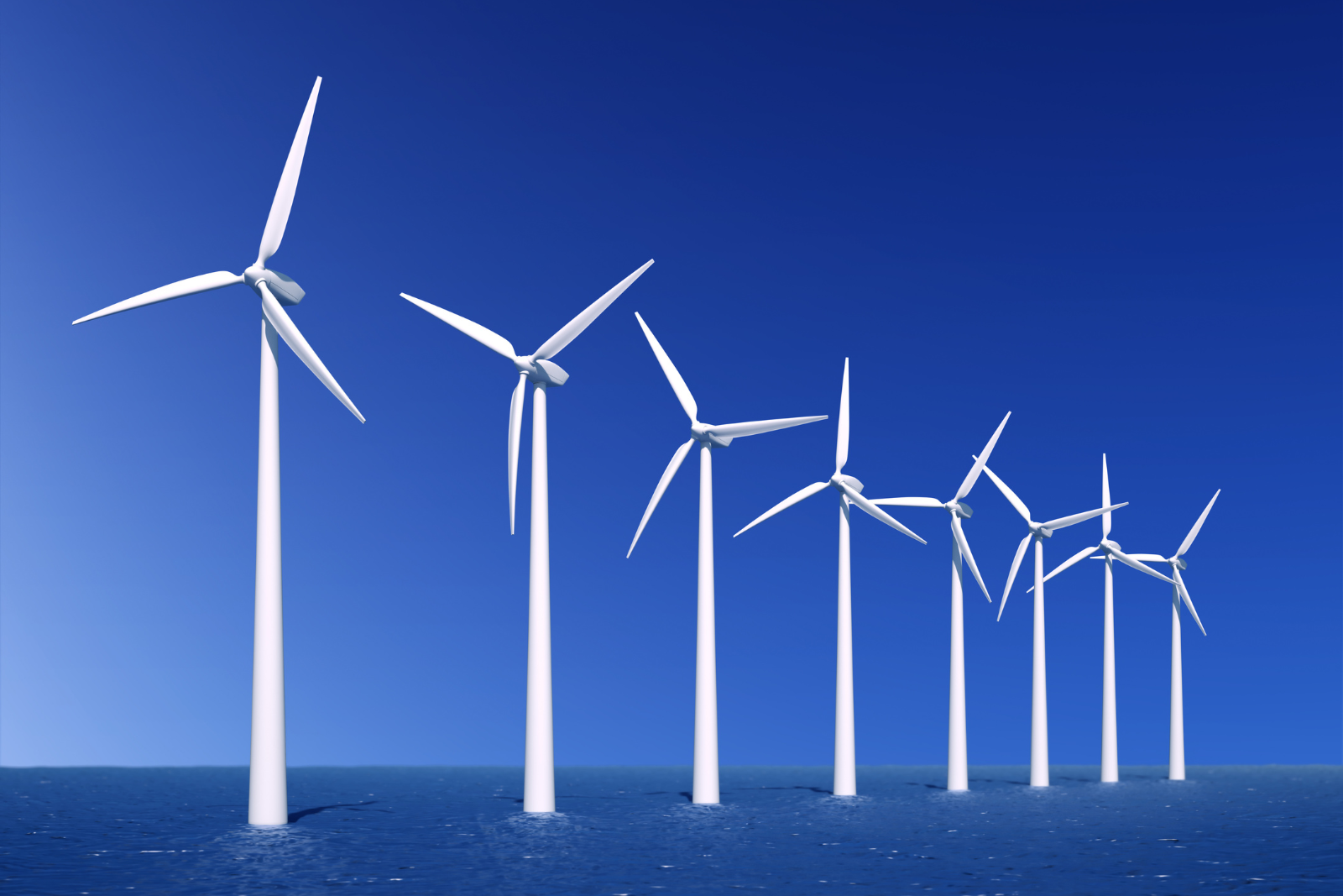 Wind turbines generating power at a utility-scale wind farm